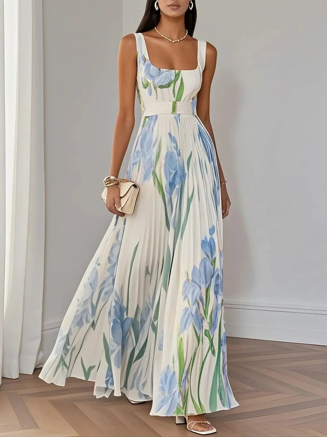 Mia™ | Floral Pleated Maxi Dress