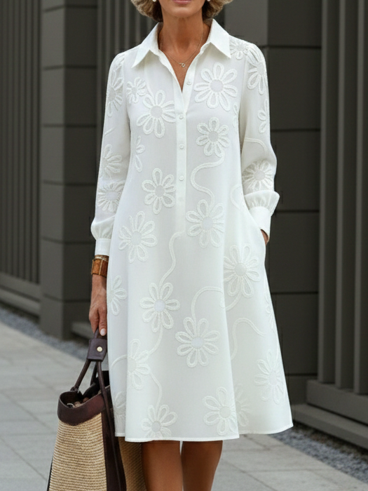Megan™ | Soft-Touch Midi Shirt Dress