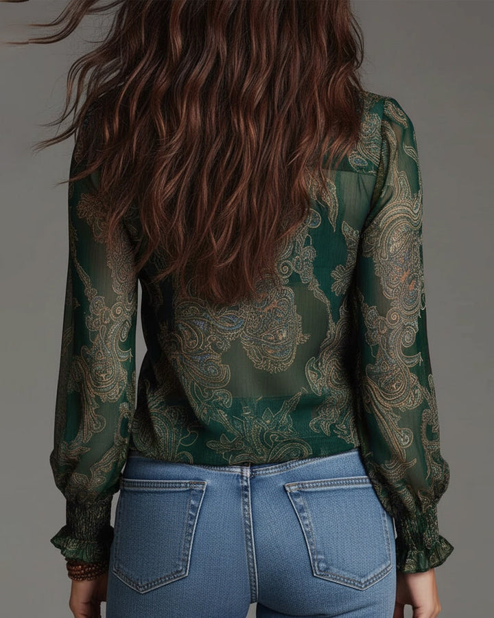 Jasmine™ | V-Neck Ruffle Sleeve Blouse