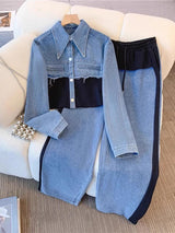 Holbrook™ | Color-Block Cropped Jacket & Wide-Leg Pants Set