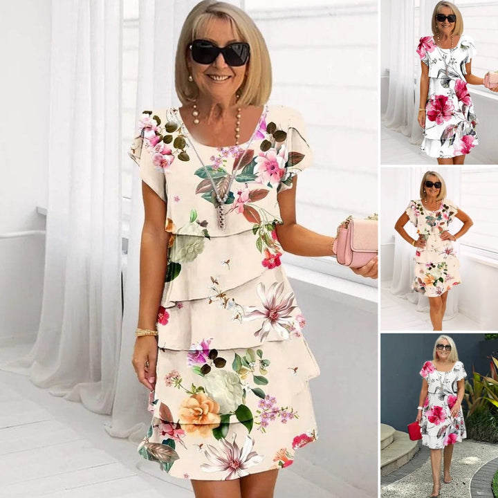 Maya™ | Floral Print Cascade Dress