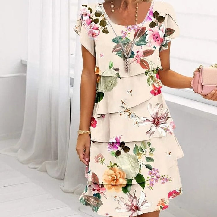 Maya™ | Floral Print Cascade Dress