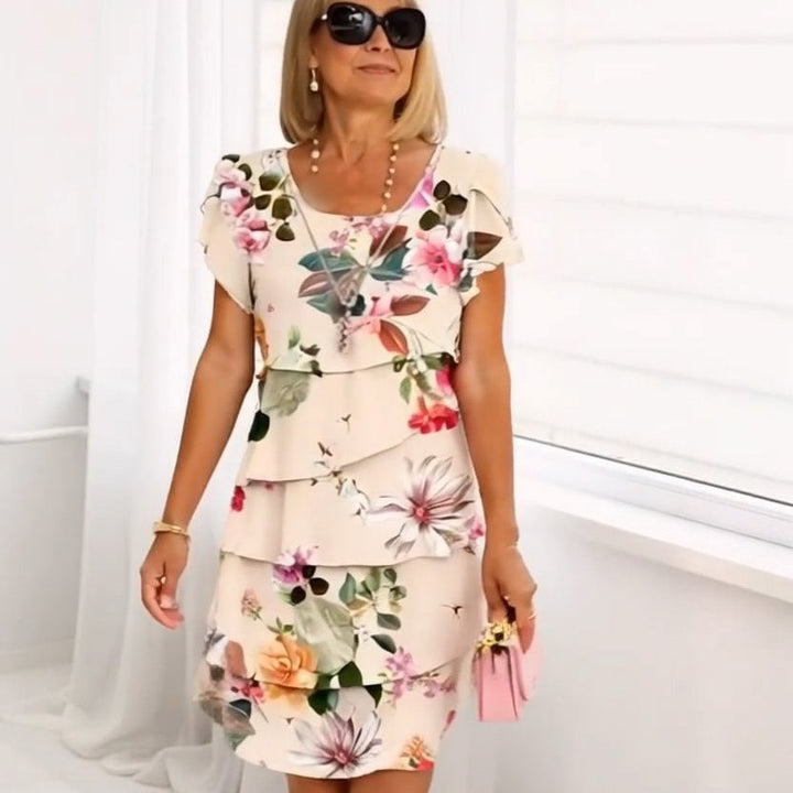 Maya™ | Floral Print Cascade Dress