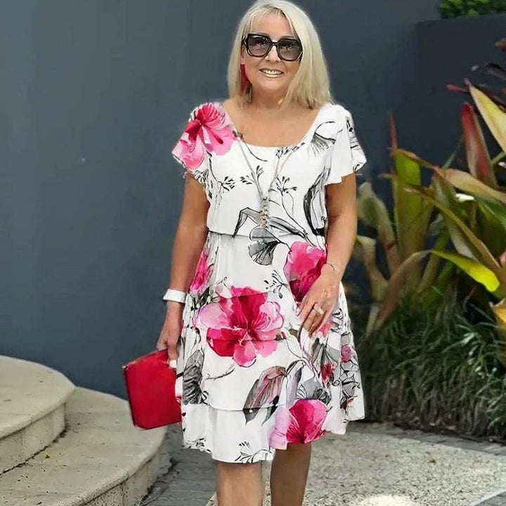 Maya™ | Floral Print Cascade Dress
